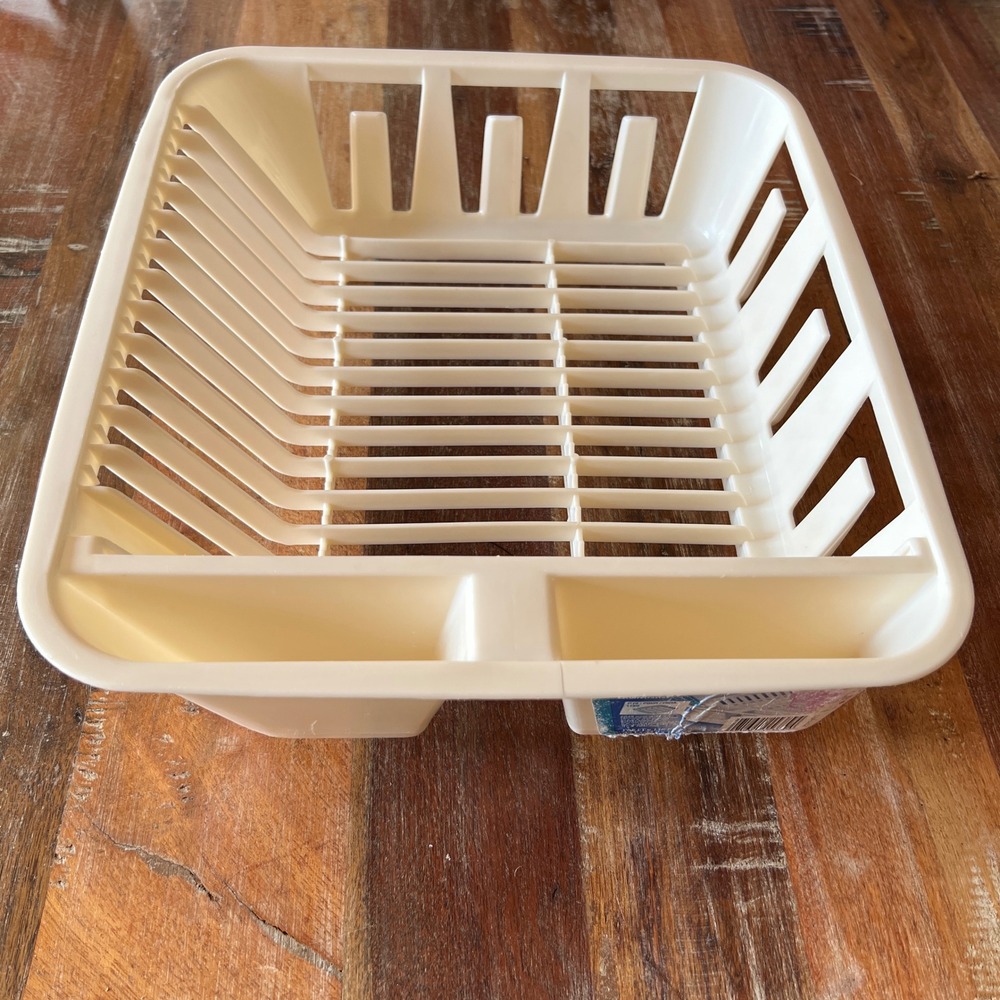 Vintage Rubbermaid Twin Sink Dish Drying Drainer Rack 1994 Beige Almond 6049